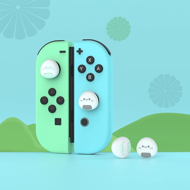 playvital Onigiri Joystick Caps for Nintendo Switch, Thumbstick Caps for Switch Lite, Analog Cover for OLED Joycon Thumb Grips - Gray & Seafoam - Image 5